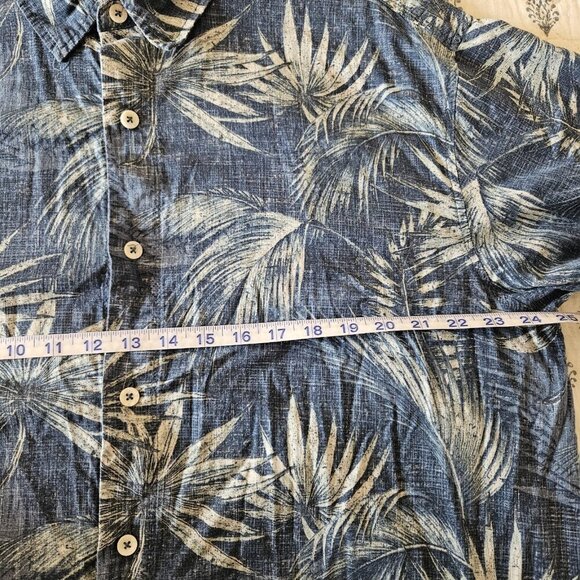 RedHead Men’s XL Blue Hawaiian Palm Print Button Down Shirt 100% Cotton - Picture 6 of 9